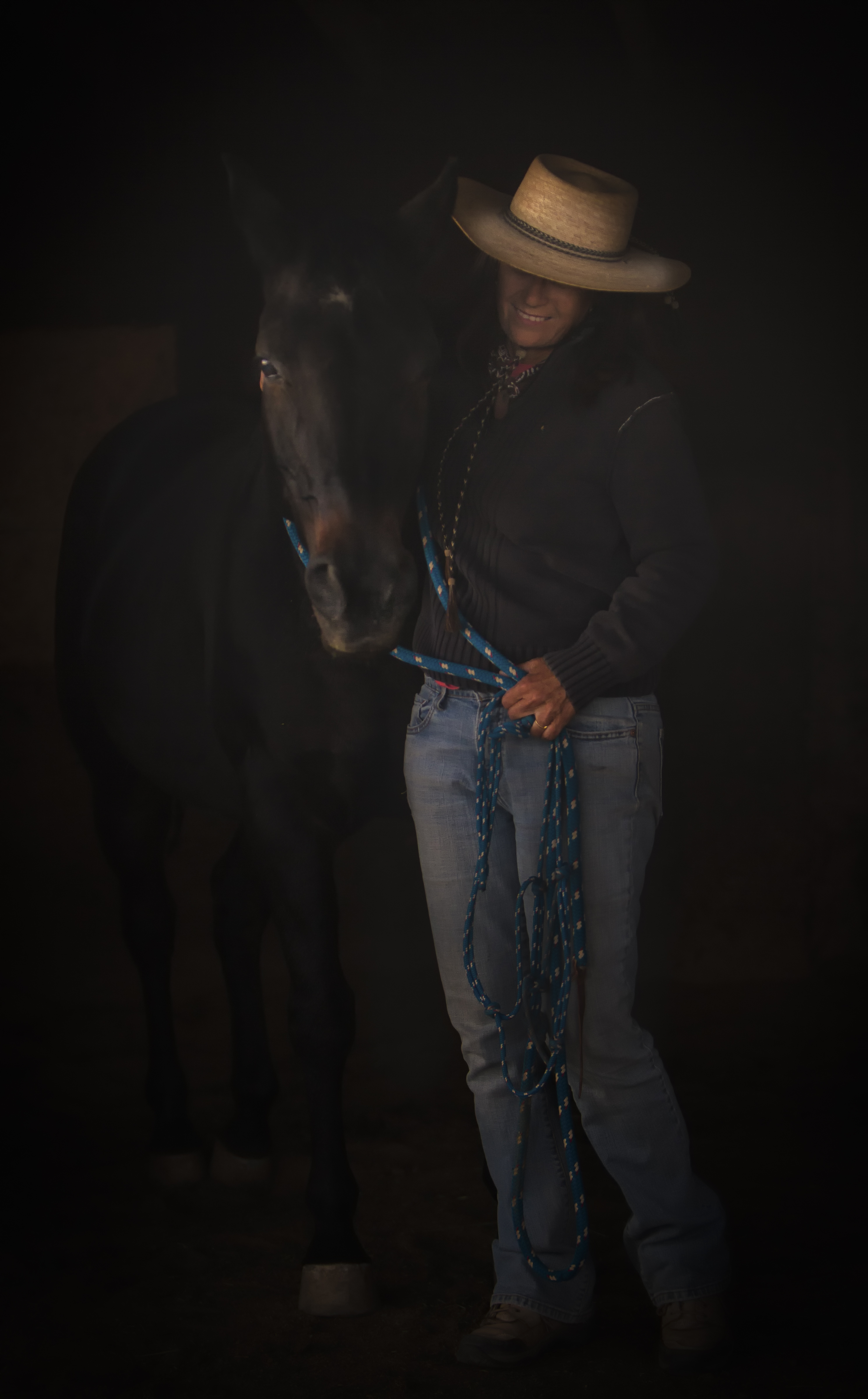 Zuzka's favorite picture of herself in the dark barn with me.